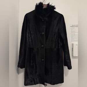 Vintage Cole Haan Collection Ponyhair Leather Coat